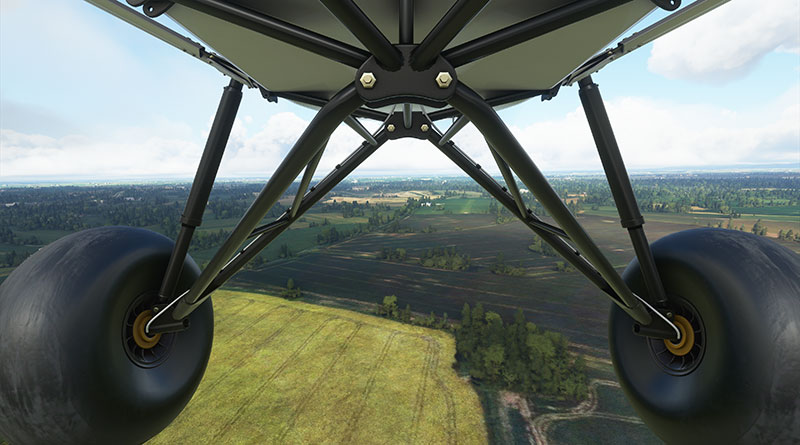 Preparing for landing at a grass strip in the UK.