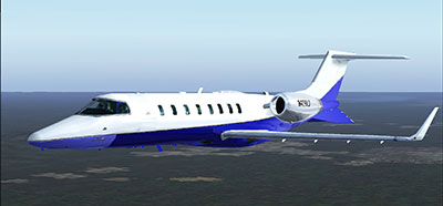 Example of the blue/white livery on a Lear 45 in FSX.