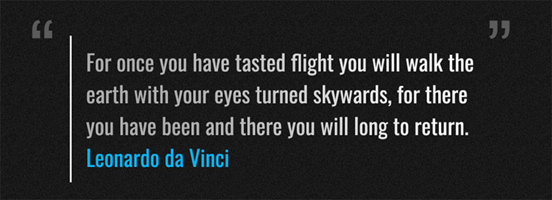 Leonardo da Vinci quote published on the official website.