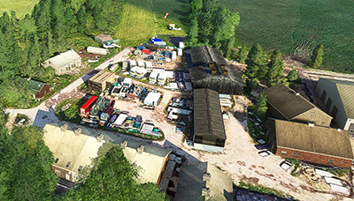 Lotmead Farm Airstrip depicted in Microsoft Flight Simulator after the scenery has been installed.