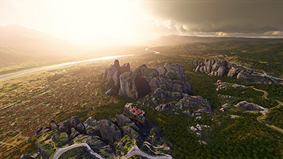Screenshot showing the scenery replacement in FS2020.
