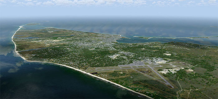 Nantucket Island with airport in foreground.