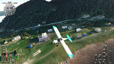 Aircraft flying over Nanwalek airport after installing this freeware mod in MSFS.