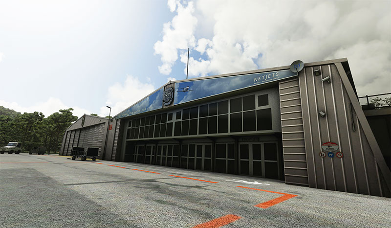 The Netjetz hangar at St. Tropez airport.