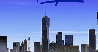 The new WTC displayed after installing this mod for FS2004.