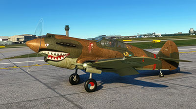 The P-40 Tomahawk on the ground in Microsoft Flight Simulator after installing the mod.