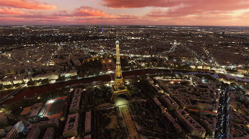 Paris freeware scenery being displayed in Microsoft Flight Simulator.