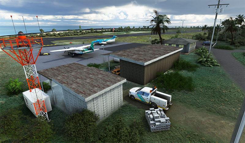 PHLU Kalaupapa Airport overview after loaded up in Microsoft Flight Simulator.