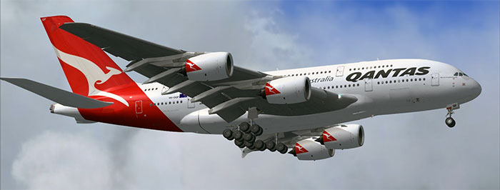 Qantas Airbus A380 in FSX (third party addon)