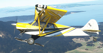 Image shows the Razer livery applied to the Husky in Microsoft Flight Simulator once the mod has been installed.
