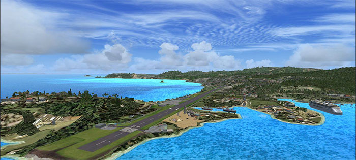 Saint Lucia scenery with airport in foreground.