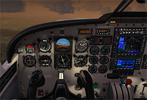 Saratoga cockpit at dusk