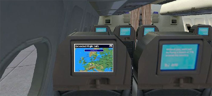 In-seat display showing flight information