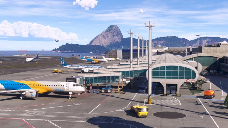 Busy airport terminal displayed within the Microsoft Flight Simulator 2024 app.