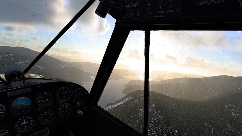 Image showing a snowy mountain scene in X-Plane 12.
