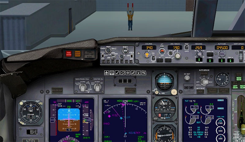 A stock Boeing 737 cockpit.