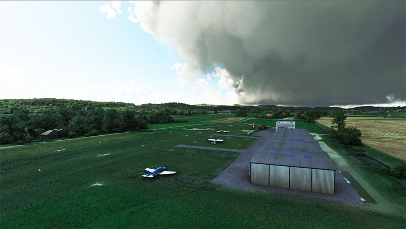 A screenshot showing one of the airfields included in the freeware pack.