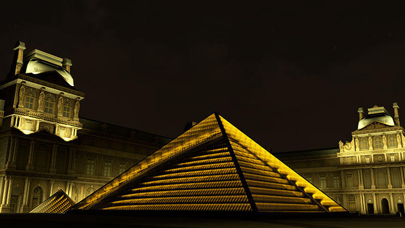 Louvre kaya sing ditampilake ing MSFS