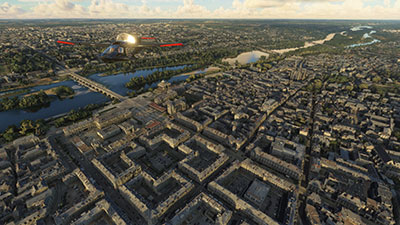 Tours overview after installing the MSFS freeware here.  Screenshot shows the city with the mod applied.