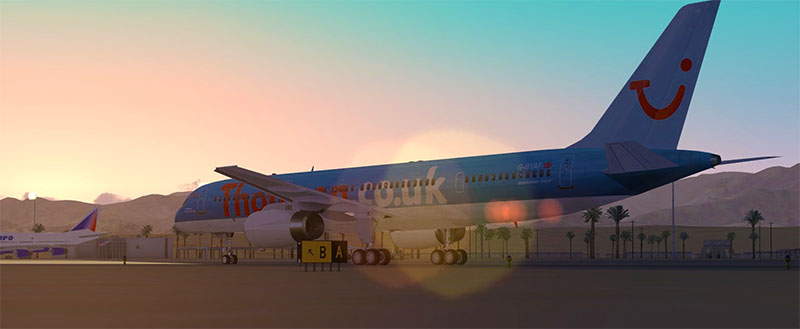 Tui Boeing 757 add-on for FSX on ground in Egypt.