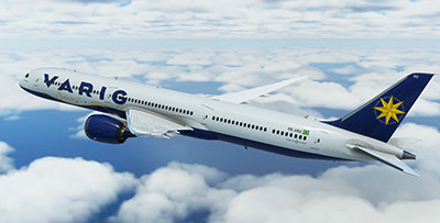 VARIG livery of the 787-10 in MSFS 2020 after installation.