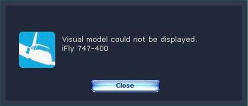 Visual model could not be displayed error box.