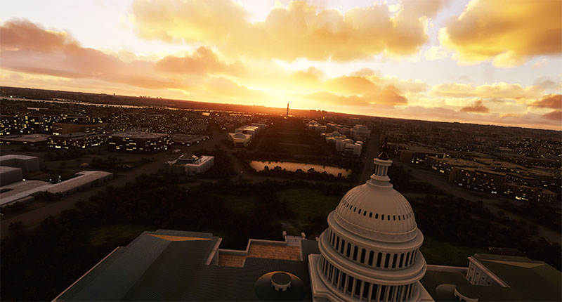 Washing D.C. add-on for MSFS being displayed within the sim.