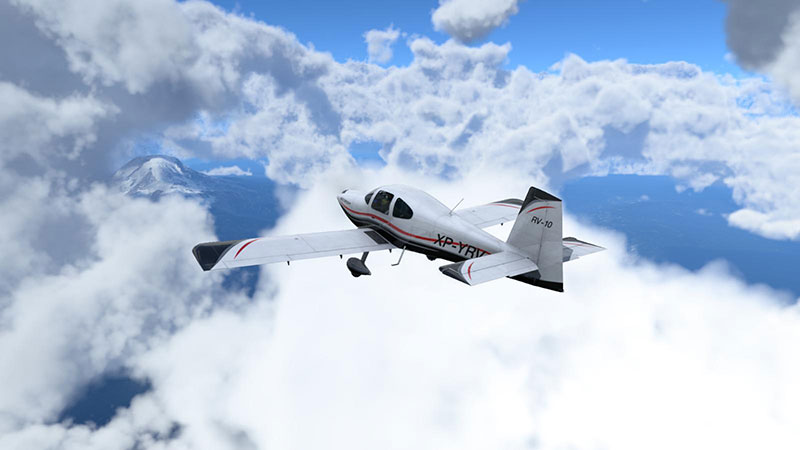 Screenshot from X-Plane 12 showing the new volumetric clouds.