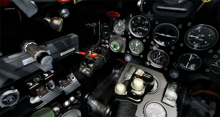 Cockpit panel and flight yoke stick.