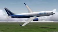 Blue Air Web.com Boeing 737-800 in flight.