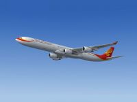 Hainan Airlines Airbus A340-600 in flight.