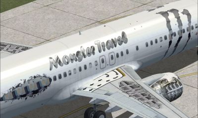 Close up of textures on Monster Travel Boeing 737-800.