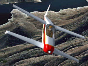 Rutan Q1 Quickie in flight.