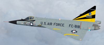 USAF Convair F-102 Delta Dagger 496th FIS in flight.