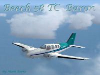 Beechcraft 58 TC Baron in flight.