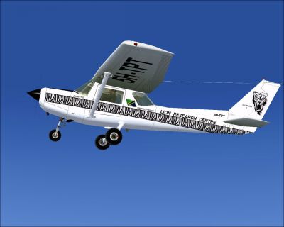 Lion Research Centre Cessna 152 in flight.