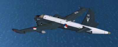 Lockheed Neptune in flight over water.