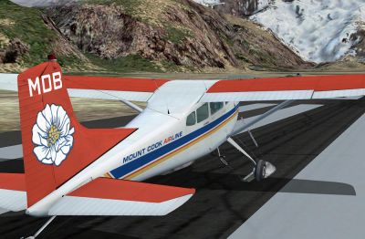 Mount Cook Skywagon ZK-MDB on runway.