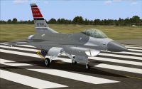 National Guard F-16C Fighting Falcon on runway.