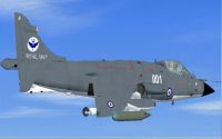 Royal Navy BAE Harrier FRS1 in flight.
