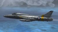 Royal Navy Hawker Hunter T8 RN in flight.