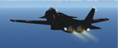 Sukhoi Su-47 Update in flight with afternburners turned on.