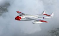 Acceleration DeHavilland Vampire in flight.