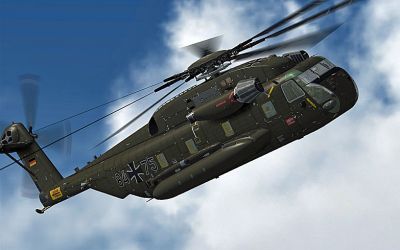 German Army Sikorsky CH-53E in flight.