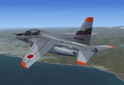 JASDF Kawasaki T-4 Trainer in flight.