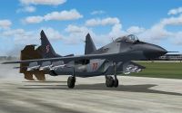 Polish Air Force Mikoyan MiG-29 landing on runway.