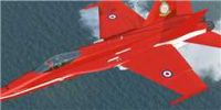 Red Arrows F-18 Hornet in flight.