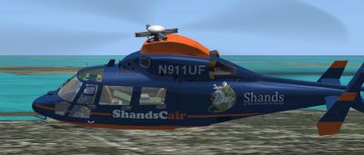 Shands AS365 Dauphin in flight.