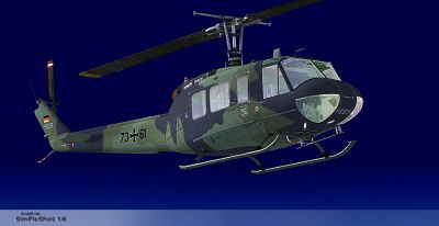 "THR 30" Bell UH-1D in flight.