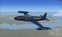 US Navy Blue Angels T-33 in flight.